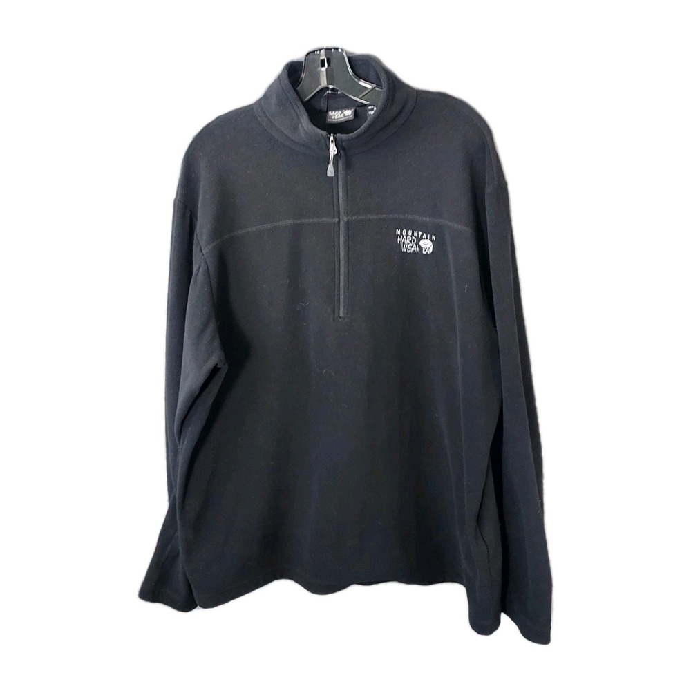 Mountain Hardwear Quarter Zip Mens XL Black Light Weight Fleece Jacket Chest Hit
